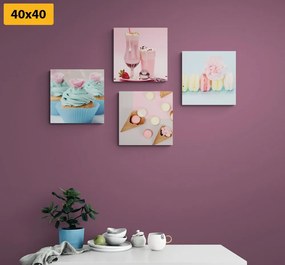 Set tablouri delicatețe dulce cu băutură