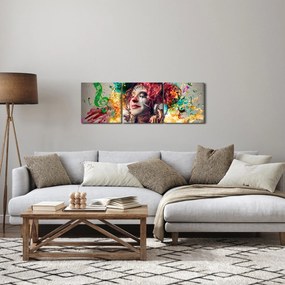Tablou - Artista cu căști (cu ceas) (90x30 cm)