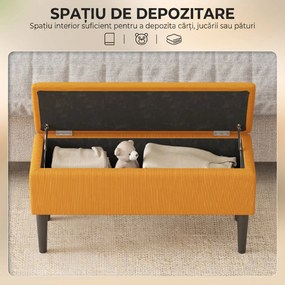 HOMCOM Cutie de Depozitare Otomană Modernă cu Picioare din Lemn, Suportă până la 120KG, pentru Living, Portocaliu | Aosom Romania