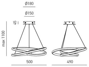Lustră LED dimabilă pe cablu DIVA LED/43W/230V auriu Gea Luce DIVA S P ORO