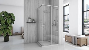 Cabina de dus Rea City cu cadita neagra 90x90 cm crom periat