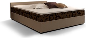 Pat matrimonial Boxspring 140 cm Ceren (motiv + maro deschis) ( cu saltea și sp. depozitare). 1046411