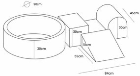 Teren de joacă din spumă gri 3 buc. din catifea înălțime 30 cm 225x90 cm Montessori – Meowbaby