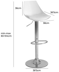 Scaune de bar albe cu înălțime ajustabilă 2 buc. din imitație de piele (înălțime șezut 56,5 cm) – Casa Selección