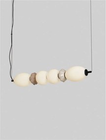 Pendul LED decorativ ceramic mocha, gri, alb, PALLINA