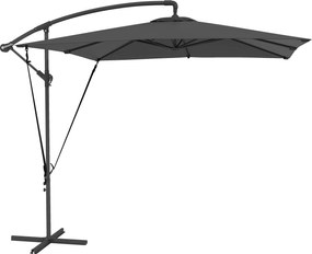 Outsunny Umbrelă de Grădină Suspendată 2.47x2.47 m, Umbrelă de Exterior cu Bază în Cruce, Corzi Antivânt, Gri Închis | Aosom Romania