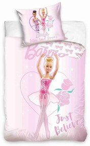 Lenjerie de pat din bumbac Barbie Ballerina, 140 x 200 cm, 70 x 90 cm