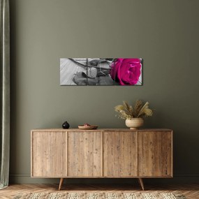 Tablou - Trandafir roz (cu ceas) (90x30 cm)