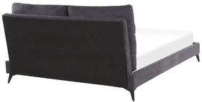Pat matrimonial 160 cm MELIA (poliester) (gri închis) (cu somieră). 1023471