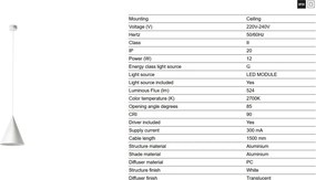 Pendul LED stil minimalist ANNA alb