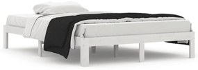 810366 vidaXL Cadru de pat, alb, 140x200 cm, lemn masiv de pin