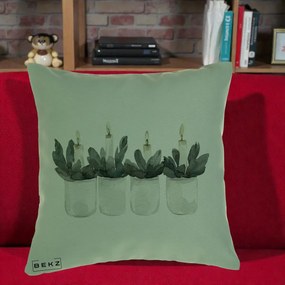 Perna Decorativa Lumanari Advent in Borcane, 40x40 cm, Verde, Husa Detasabila, Perna Inclusa, BEKZ®