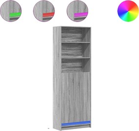 vidaXL Dulap înalt cu LED gri sonoma 69x32,5x200 cm lemn prelucrat