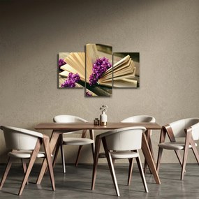 Tablou cu carte și floare violetă (90x60 cm)