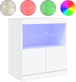 vidaXL Servantă cu lumini LED, alb, 60x37x67 cm