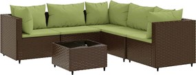 vidaXL Set mobilier de grădină cu perne, 6 piese, maro, poliratan
