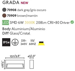 Aplica LED de exterior ambientala IP54 GRADA-2 / 6W gri