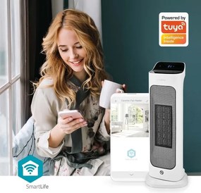 Ventilator cu element de încălzire Nedis HTFA20WTW 1400/2000W/230V Wi-Fi Tuya + telecomandă