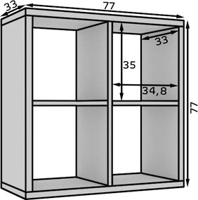 Bibliotecă, 77x77 cm, Cleo III, ADRK Furniture (Culoare: Alb)
