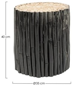 Masuta de cafea neagra din lemn de Teak, ∅ 35 cm, Guadalupe Bizzotto