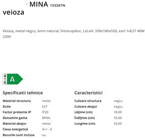 Veioza / Lampa de masa stil natural minimalist MINA