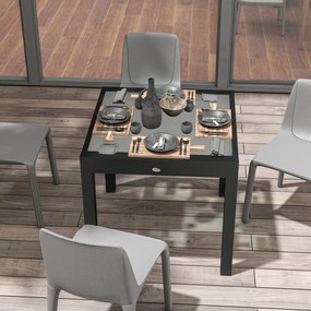 Outsunny Masă Extensibilă de Grădină de Dimensiuni Mari dim. desfășurate 160 x 80 x 75 cm Aluminiu Blat Sticlă Securizată Transparent | Aosom Romania