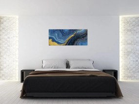 Tablou - Abstracție albastru-aurie (120x50 cm)