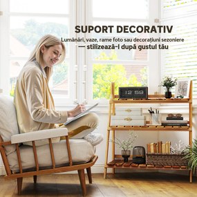 Outsunny Suport pentru Plante Pliabil, Jardinieră cu 3 Niveluri, Raft de Exterior pentru Plante, 80x37x93 cm, Lemn Natural | Aosom Romania