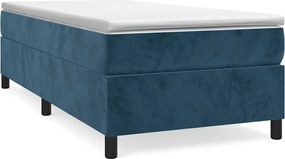vidaXL Pat box spring cu saltea, albastru închis, 100x200 cm, catifea