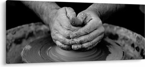 Tablou alb negru - producția de ceramică (120x50 cm)