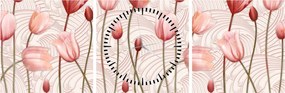 Tablou - Lalele roz (cu ceas) (90x30 cm)