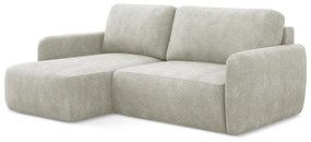 Colțar crem extensibil/cu spațiu de depozitare cu tapițerie din chenille (cu colț pe partea stângă/cu șezlong) Lilo – Makamii