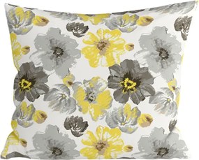 Set 2 bucati huse decorative pentru perna din microfibra FEONELLE 45x45 cm, galben-gri