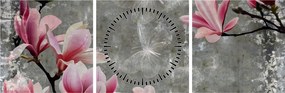 Tablou cu flori (cu ceas) (90x30 cm)