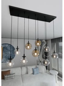 Lustră pe cablu COSMO 9xE14/10W/230V negru/gri/bej/transparent