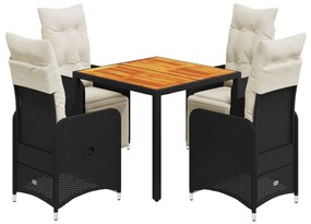 3277128 vidaXL Set bistro de grădină cu perne, 5 piese, negru, poliratan