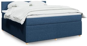 vidaXL Pat box spring cu saltea, albastru, 180x200 cm, material textil