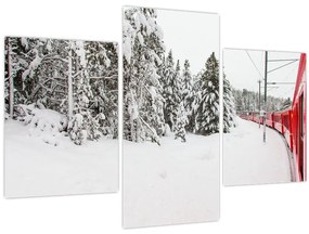 Tablou - Tren într-un peisaj înzăpezit (90x60 cm)