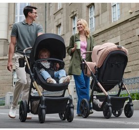 Cărucior de copii combinat 3 în 1 KINDERKRAFT MOOV 2 Sand beige + scaun auto MINK PRO