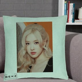 Perna Personalizata K-pop BLACKPINK cu Funda Rosie, 40x40 cm, Verde Menta, Husa Detasabila, Perna Inclusa, BEKZ®