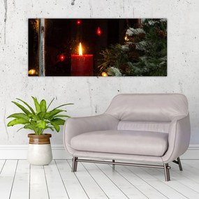 Tablou - Lumânare strălucitoare de Crăciun (120x50 cm)