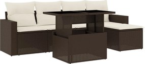 vidaXL Set canapele de grădină cu perne, 6 piese, maro, poliratan