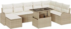vidaXL Set de canapele pentru grădină 9 pcs Bej Rattan poli