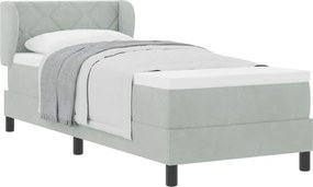 vidaXL Pat cu arcuri cu saltea Gri deschis 80 x 200 cm Catifea