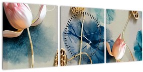 Tablou cu flori (cu ceas) (90x30 cm)