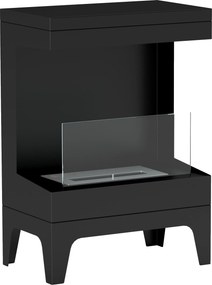 HOMCOM Șemineu pe Bioetanol cu Arzător 0,9L pentru Durată 3,3 Ore, Bioșemineu din Oțel și Sticlă, 38x22x54 cm, Negru | Aosom Romania