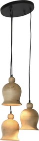 Set 3 lustre suspendate din lemn de mango, negru și natur, 110 x 38 cm, „Creil”
