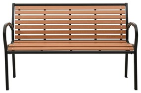 319579 vidaXL Bancă de grădină, negru și maro, 116 cm, oțel și WPC