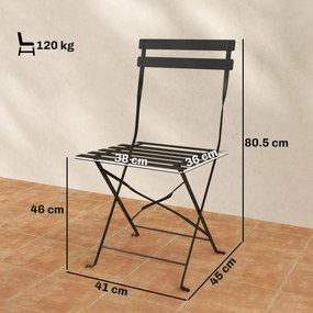 Outsunny Set de 2 Scaune de Grădină Pliabile cu Șezut cu Lamele | Aosom Romania