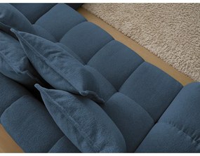 Colțar albastru închis extensibil/cu spațiu de depozitare cu tapițerie din chenille (cu colț pe partea dreaptă/în formă de ”L”) Everest – Bobochic Paris